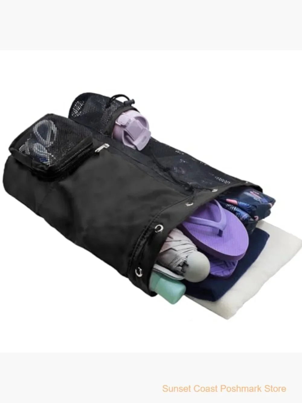 Mesh Drawstring Backpack with Wet Pocket Waterproof Swimming Bag